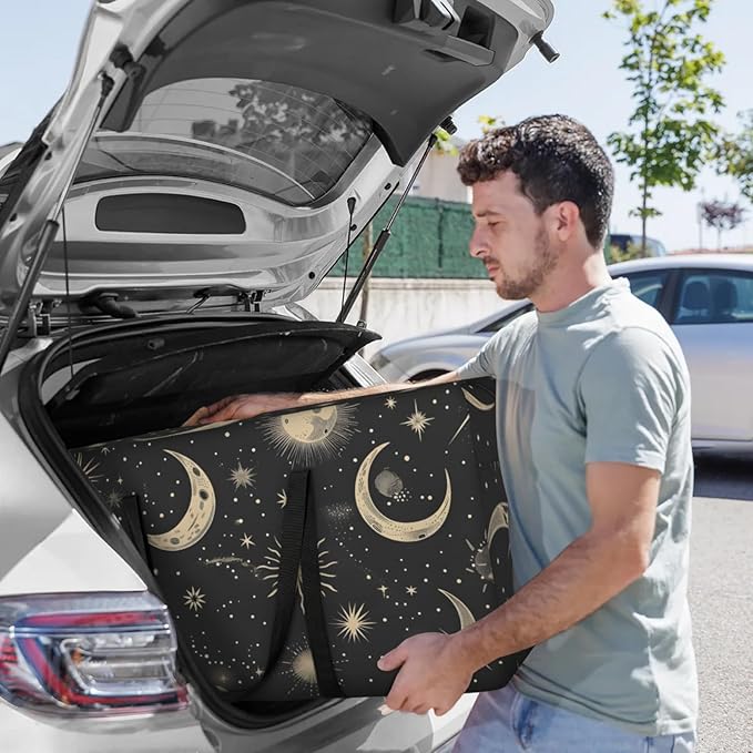 Extra Large Storage Bag with Zipper 54 Gallon Moving Bags Heavy Duty Christmas Tree Storage Bag Packing Bags for Moving, Storage Totes Duffle Bag Waterproof Containers for Organizing (Moon & Stars)
