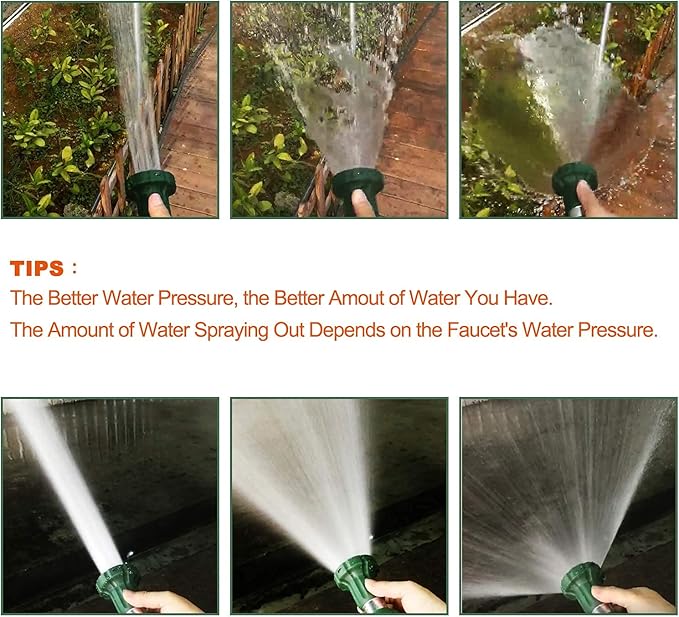 H2O WORKS Garden Hose Nozzle Heavy Duty Metal Water Nozzle with Adjustable Watering Patterns High Pressure Hose Nozzle Sprayer, Pefect for Washing and Cleaning