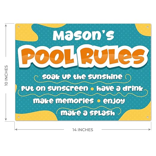 Custom Pool Sign, Pool Rules Soak Up The Sunshine For Pool Décor Sign, 10x14 Inches, Rust Free .040 Aluminum, Fade Resistant, Made in USA by Sigo Signs