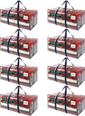 VENO 8 Pack Moving Bags, Christmas Storage Containers, Storage Bins with Lids, Reinforced Wraparound Handles, Packing Bags for Clothes, Bedding, Comforters (Clear, 8 Pack)