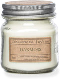 ECO CANDLE CO. Mason Jar Candle, Oakmoss, 8 oz. - Scents of Citrus, Floral, Oakmoss, & Patchouli - 100% Soy Wax, No Lead, Kraft Label & Antiqued Pewter Lid, Hand Poured, Midwest Grown Soybeans