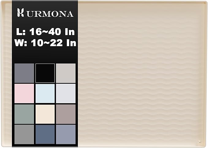 URMONA 28'' x 22'' Waterproof Silicone Under Sink Mat Cabinet and Counter Protector, Shelf Liner for Kitchen and Bathroom, Storage and Organizers, Litter Mat, Pet Cat Puppy Essentials（Light Cream）