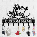 Personalized She Shed Metal Keys Hooks,Custom Name Metal She Shed Keys Hooks,Black Metal She Shed Wall Home Storage Decorative Keys Hooks,Key Holder Hooks for Wall (Style F)