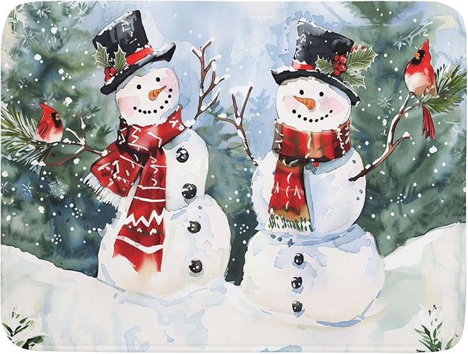 ABSOP Winter Dish Drying Mat 18 x 24 Inch Xmas Snowman Pattern Dish Drying Pad Absorbent Microfiber Mats for Christmas Dish Rack Pad for Kitchen Counter Coffee Bar Decor
