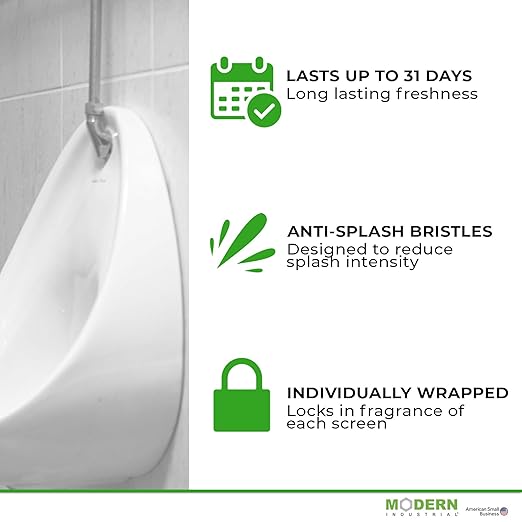 Modern Industrial Urinal Screen and Deodorizer - Fits Most Urinals, Minimizes Splash and Odors for Clean, Fresh Restrooms in Offices, Schools, and Restaurants (Pack of 10)