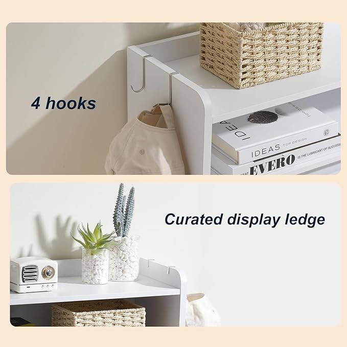 Shoe Cabinet Organizer with 2 Flip Drawers，Freestanding Shoe Rack Cabinet，Narrow Shoe Cabinet Storage for entryway, Foyer, Hallway, White, 23.6" W