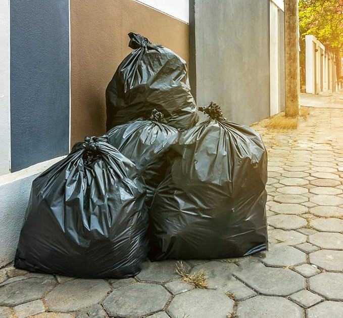 Tasker Contractor Garbage Bags 55 Gallon | Value 50 Trash Bags w/Ties | Extra Large Industrial Trash Bags 55 Gallon, Lawn and Leaf Bags, Extra Large Outdoor Contractor Trash Can Liners, 50-60 Gallon