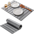 Large Stone Dish Drying Mat for Kitchen Counter,Absorbent Diatomaceous Earth Bath Mat Instant Drying Pad Foldable and Super Absorbent Mat for Dishes Cups Bottles,Grey 23*15.3in