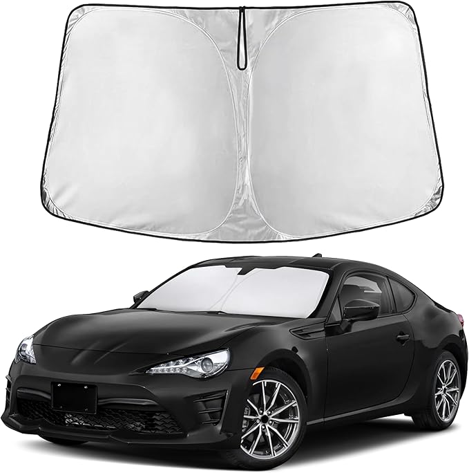 EcoNour Windshield Sun Shade Compatible for Toyota 86 / GR86 2017–2023 | Custom Fit Front Window Sunshade | Foldable Heat & UV Blocker | Reflective Car Sun Visor Protector Accessory