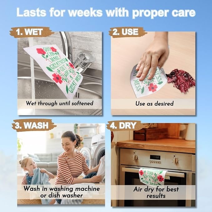 Sunshine State Goods Swedish Dishcloths for Kitchen - Ecofriendly Reusable Paper Towels, Biodegradable Dish Cloths - Cellulose Sponge Dish Cloths for Washing Dishes - 8 Pack (Christian Messages)