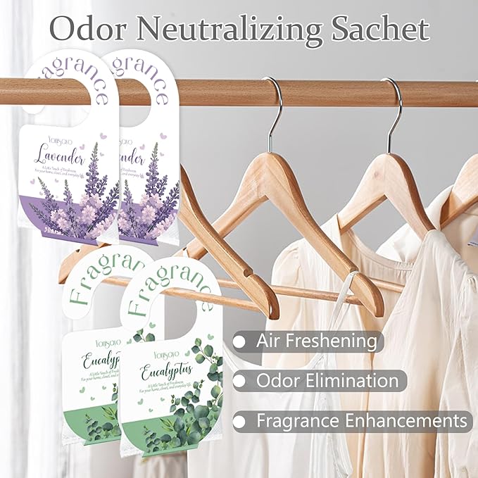 14 Packs Lavender & Eucalyptus Sachets Bags for Drawers and Closets, Long Lasting Scented Sachets Air Fresheners, Natural Odor Eliminator, Home Fragrance Potpourri Bag for Everywhere