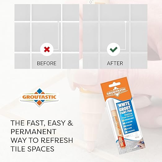 White Grout Paint Pen – Tile Grout Colorant & Sealer Marker, Quick-Dry, 3 Adjustable Tips (2-3 mm), Ideal for Bathroom, Shower, Kitchen Tiles – Restores Grout Lines