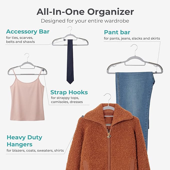 HOUSE DAY Quality Plastic Hangers 30 Pack, Non Slip Plastic Clothes Hangers Gray, Ultra Thin Hangers with 360° Swivel Hook, Heavy Duty Coat Hanger Space Saving, Ideal for Suits, Shirts, Pants