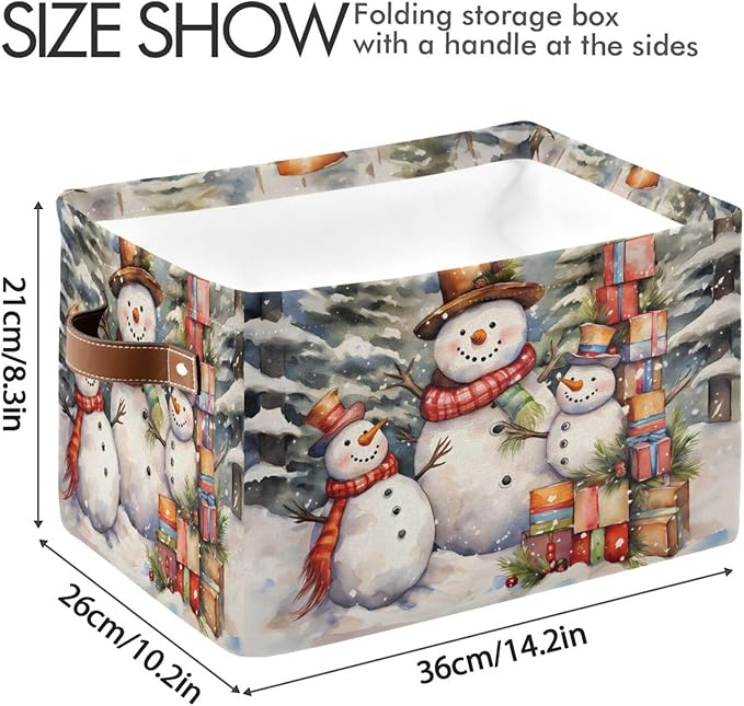 ALAZA Oil Painting Christmas Pine Tree Merry Christmas Foldable Storage Box Storage Basket Organizer Bins with Handles for Shelf Closet Living Room Bedroom Home Office 1 Pack