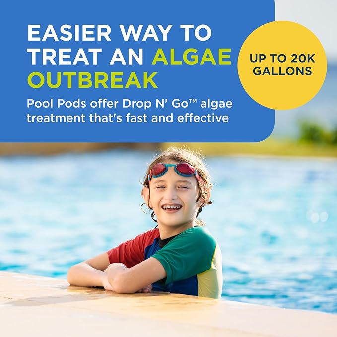 FROG Algae Gone - Dry Formula Algaecide Removes Green and Yellow Algae for Pools up to 20,000 Gallons - Pool Maintenance & Treatment - 2 Pods