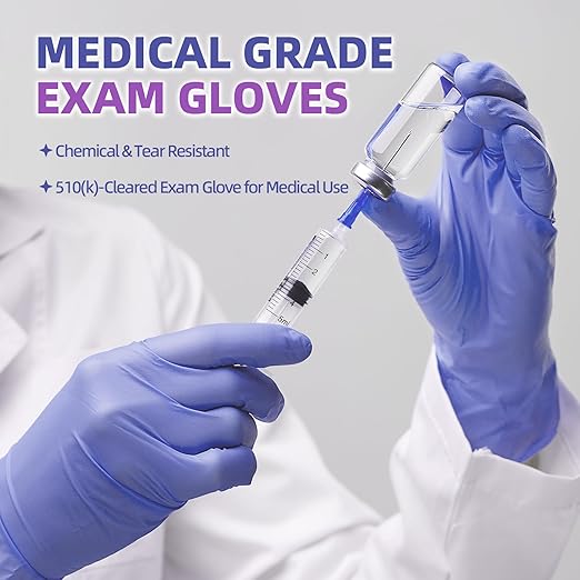Basic Nitrile Exam Gloves, Medical Violet Blue Gloves Disposable Latex Free Powder-Free For Exam, Food Prep, Cleaning, X-Large Case Of 1000, XL, NGPF1037