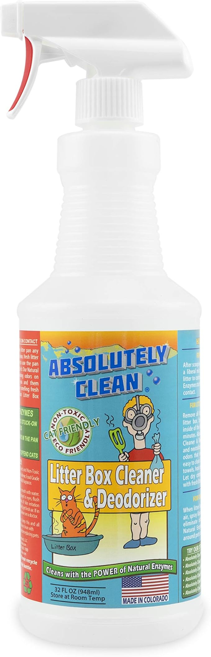 Absolutely Clean Litter Box Cleaner and Deodorizer, Eliminate Odors Quickly, Neutralizes Urine and Feces Odors in The Air and The Box, Make Litter Last Longer