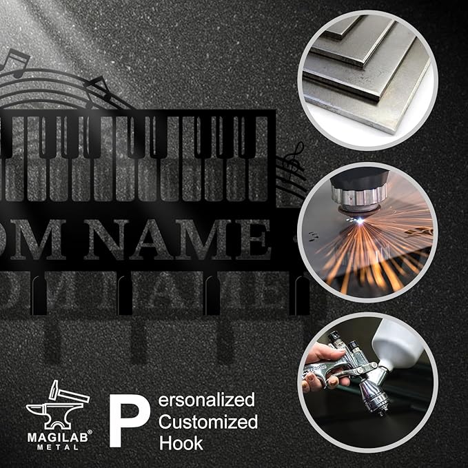 Personalized Custom Music Wall Hooks,Metal Music Room Art Clothes Hooks,Metal Music Wall Home Storage Decorative,For Front Door, Hallway, Kitchen, Bedroom,Keys,Hats (Style D)