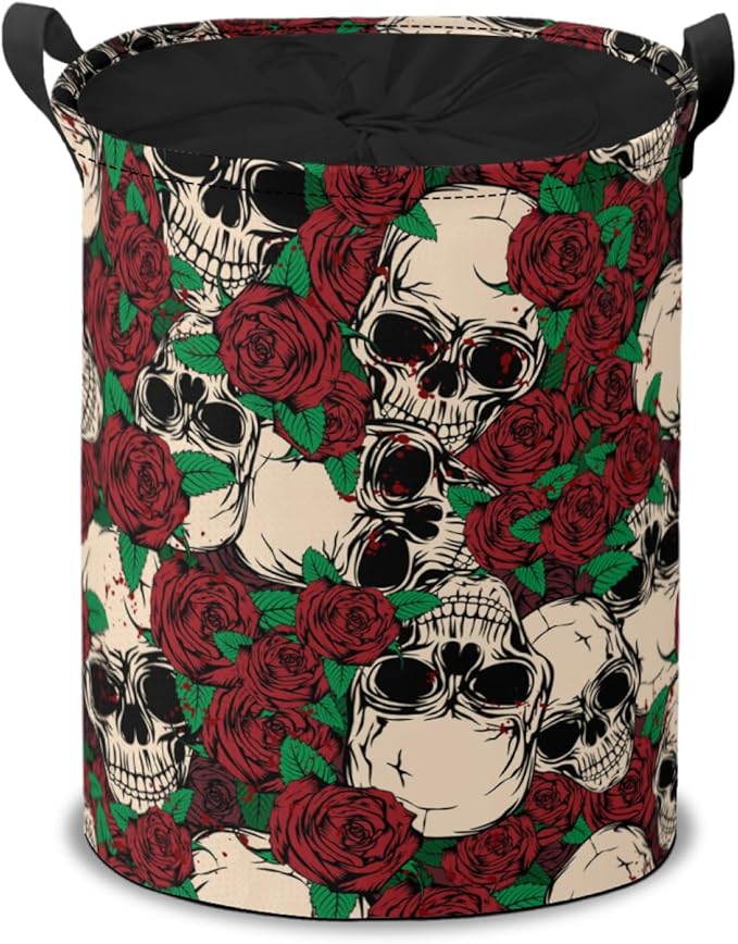 Skeleton Storage Baskets Foldable Laundry Hamper Fabric Organizer Storage Bins with Handles for Shelves, Closet, Nursery, Laundry, Toys