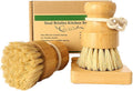 JouiiSiYa Bamboo Vegetable Brush Set, Natural Bristle Dish Brush with Holder, Eco Friendly Soft Dish Scrubber Kitchen Brush for Dishes