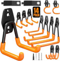 Garage Hooks Heavy Duty 14 Pack Utility Wall Mount Storage Hangers with Mop Broom Holders Extension Cord Holder Organizer for Power Tool Garden Tool Ladder Hose
