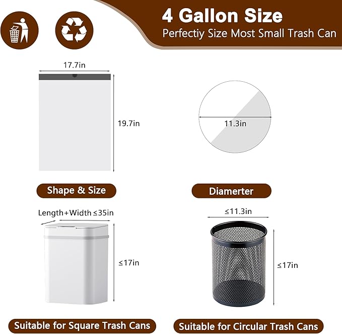 Small Trash Bags 4 Gallon with Drawstring, 360 Count 1.2 Mil Thick Small Garbage Bags by WOWSOLID, Fit Liners 10-15 Liter, 3.5-4.5 Gal, Mini Trash Can Bin for Bathroom, Kitchen, Bedroom, Office