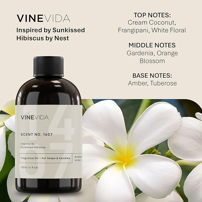 VINEVIDA 4oz Scent No.1407 Fragrance Oil for Candle & Soap Making - Natural Candle Scents Made in USA