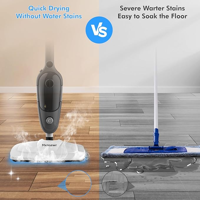 Steam Mop - All-in-one Powerful Handheld Steam Cleaner Detachable Floor Steamer with 11 Accessories, MultiPurpose Steamer for Hardwood Floors, Clothes,Windows,Tiles,Carpet, Whole Home Use,Grey