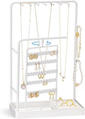 ProCase Jewelry Stand Holder Organizer, Jewelry Display Storage with Ring Tray, No-Assembly Needed, Rotating Earring Bracelet Necklace Holder, Christmas Gifts Room Dorm Decor for Teen Girls -White