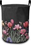 Spring Flowers Laundry Hamper Large Canvas Fabric Lightweight Storage Basket/Dirty Clothes Collapsible Waterproof for College Dorms, Boys and Girls Bedroom,Bathroom