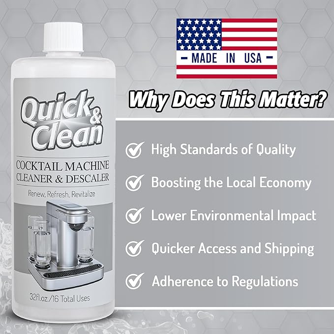 Quick & Clean Cocktail Machine Cleaner & Descaler - Made in the USA - Cleaner & Descaler for At-Home Cocktail Machines - Removes Mineral & Limescale Buildup
