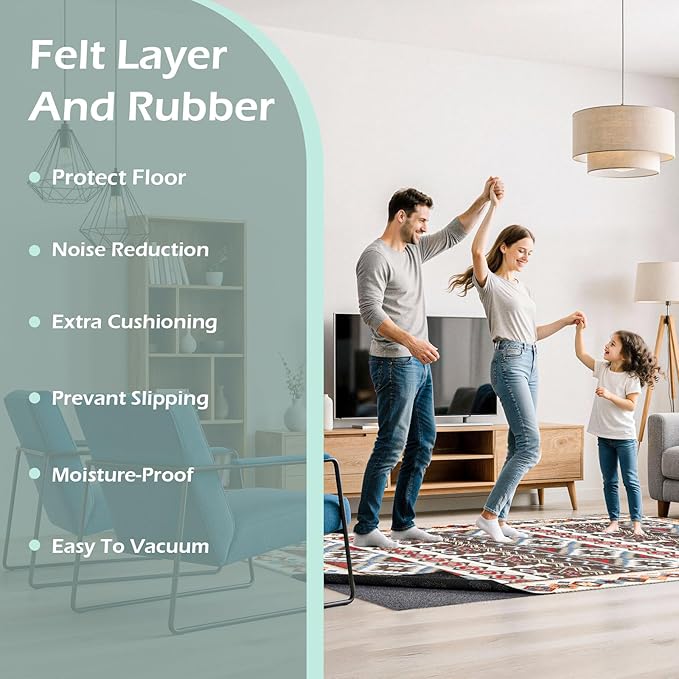 100% Waterproof Rug Pad, 9x12 Foot Non-Slip Rug Pad, 1/8 Inch Non-Slip,Suitable for Hardwood Floor Felt MATS and All Floors, Protecting The Floor and Keeping The Carpet Soft and Safe