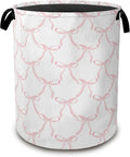 Cute Pink Bows Collapsible Laundry Baskets,Laundry Hamper,Storage Basket with Handles for Bathroom Bedroom College Dormitory Living Room Nursery Organizer 16"x20"