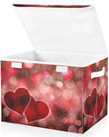 Valentines Baskets Collapsible Storage Bins with Lids, Hearts Bokeh Effect Storage Boxes Clothes Baskets for Organizing