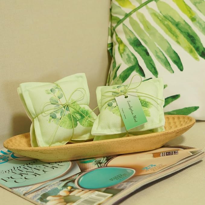 AUCUDA 4 Packs Mint Scented Sachet Bags for Drawers and Closets, Potpourri Packets for Women Clothes, Handcraft Wedding Fragrance Mesh Pillow Summer, Bedroom Indoor Organza Fresheners Dried.