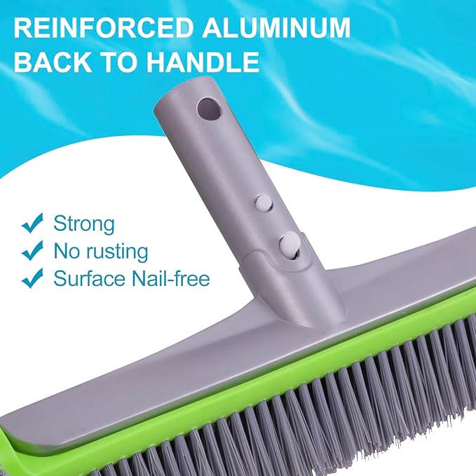 Sepetrel Pool Brush Head for Cleaning Walls,Heavy Duty Inground/Above Ground Swimming Pool Round Scrub Brushes with Premium Strong Bristle & Reinforced Aluminium Back,Grey