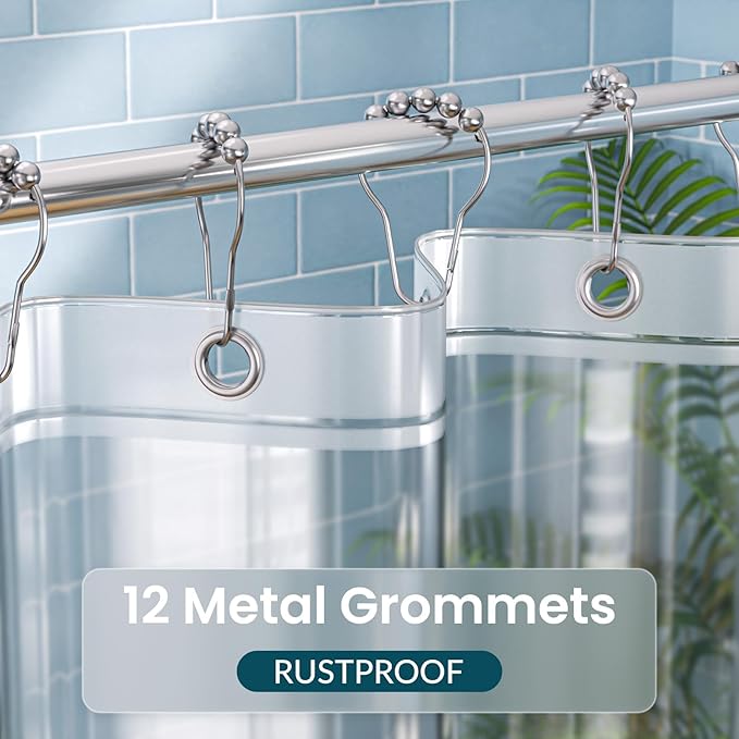 Titanker Clear Shower Curtain Liner, Premium PEVA Shower Liner Heavy Duty Waterproof Shower Curtains for Bathroom with Big Stones and Grommets, 72x72 Inches