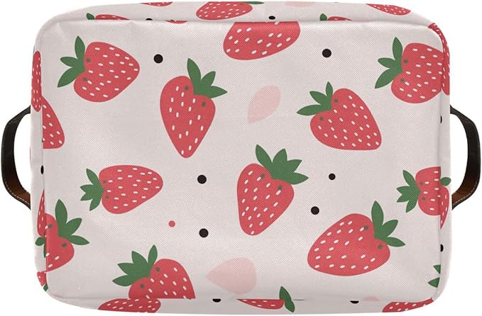 ALAZA Strawberry Polka Dots Foldable Storage Box Storage Basket Organizer Bins with Handles for Shelf Closet Living Room Bedroom Home Office 1 Pack