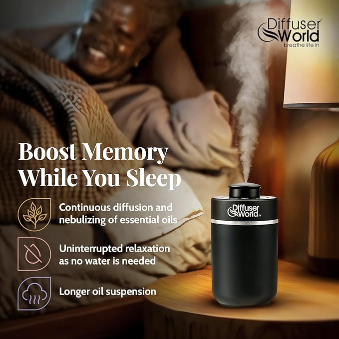 600 Sq Ft Waterless Diffuser for Essential Oils, Aroma Express Black Portable Aroma Atomizer for Room Fragrance, Home Scent Machine, Air Aromatherapy Oil Diffusers with Timer
