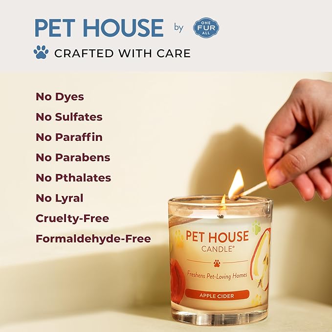 One Fur All Pet House Fall Candles, Long Lasting, Clean Burning, Soy Wax Scented Candles for Pet Odor, Autumn Harvest