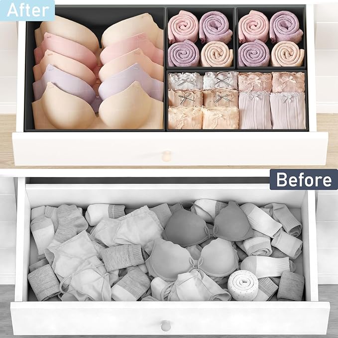 DIMJ Drawer Organizer Clothes Storage - 21 Pack Baby Dresser Organizer for Nursery Closet Organization, Fabric Drawer Organizer Bins for Underwears Socks Bras, Foldable Storage Dividers for Bedroom