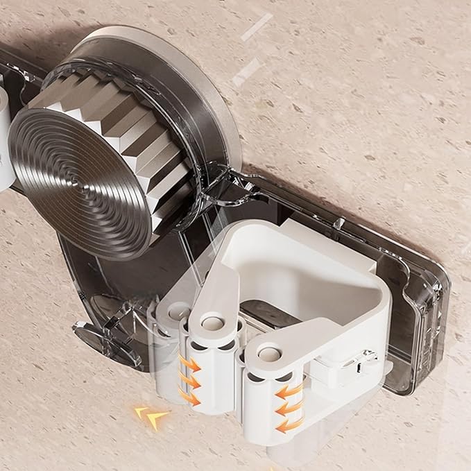 Adjustable Suction Cup Broom Holder & Mop Hanger No Drill Wall Mount Rack for Bathroom, Kitchen, Garage Storage Space-Saving Removable Organizer for Tools & Household Accessories