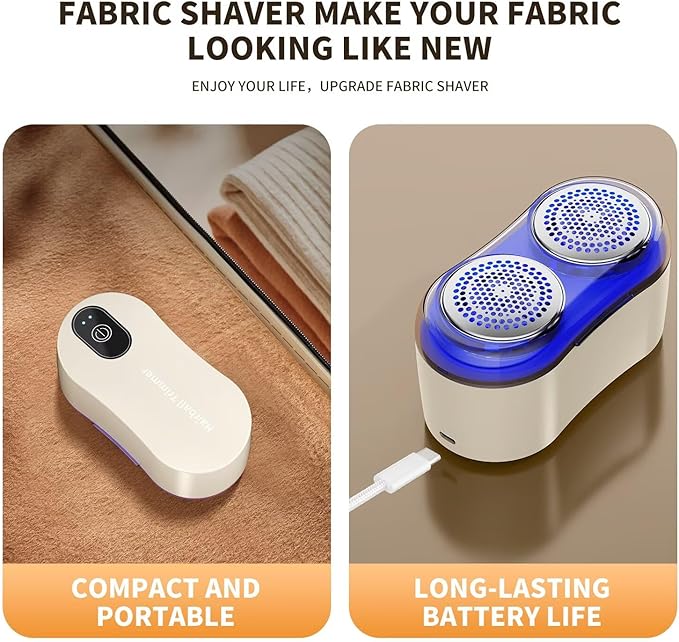 Professional Fabric Shaver, Electric lint Remover Suitable for Sweaters, Coats, Sofas, etc. Type-C Rechargeable, Equipped with 6 Stainless Steel Blades, Safe and Harmless for fine Fabrics.001.
