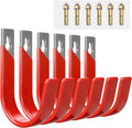 6 Pack Metal Garage Hooks, Heavy Duty Hose Hanger Wall Mounted Utility Storage Hooks for Outside Yard, Sturdy Hose Reel for Water Hose, Brooms, Ladders, Garage Storage