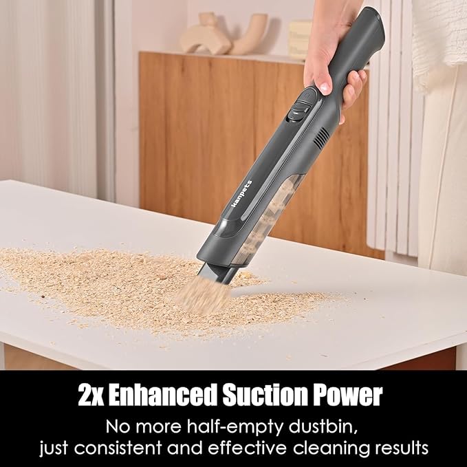 PROMOMO Handheld Vacuum Cordless, Lightweight 1.4lb with Powerful Suction, Charging Dock, Single Touch Empty and Detachable Dust Cup, Portable Mini Car Vac for Home Pet Car