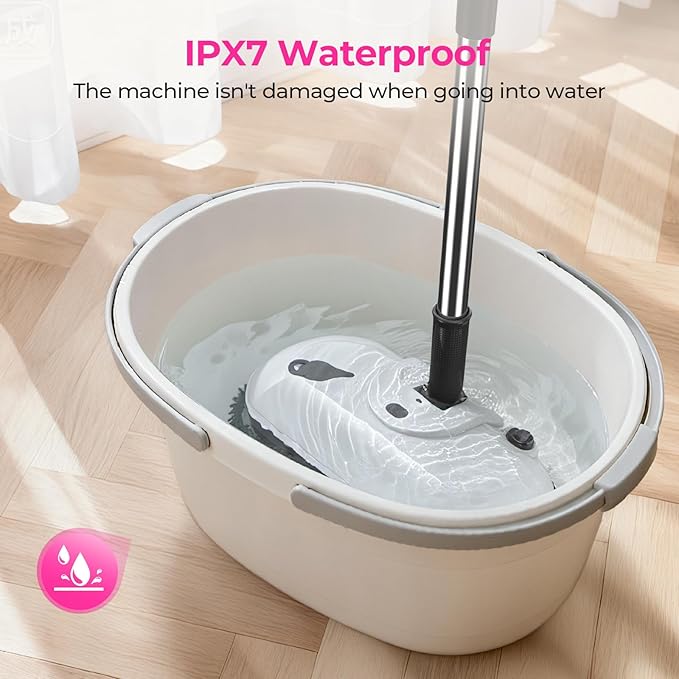 ScrubWiz Cordless Electric Mop, Electric Spin Mop with Water Spray, Powerful Floor Cleaner, Super Quiet Cleaning & Waxing, White