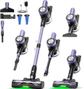 Cordless Vacuum Cleaner, 46KPa/500W Stick Vacuum with 55 Mins Runtime, Self-Standing Vacuum Cleaner for Home, LED Display, Anti-Tangle Brush, Rechargeable Vacuum for Hardwood Floor, Pet Hai (Purple)