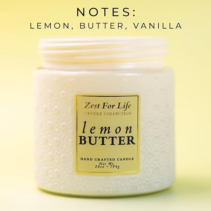 A Cheerful Giver - 28oz Large Scented Candle Jar with Lid- Zest for Life - 130 Hours of Burn Time, Gift for Women (Large, Lemon Butter)