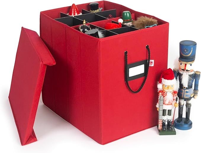 [16 Inch Tall Nutcracker and Figurine Collectibles Storage Boxes] - Large Ornament Bag for Holiday Decor Storage - Great for Storing 12 Carolers, Santa Figure, or Nut Cracker Ornaments