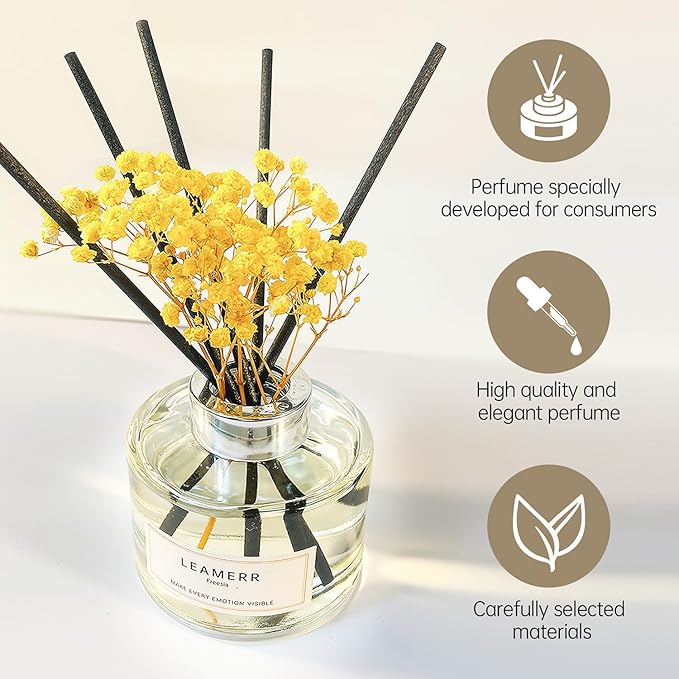 Reed Diffuser Sets Home Fragrance Essential Oil Diffuser Royal Rose Scent- 7 oz (210 ml) Fragrance Oil Diffuser for Bedroom Bathroom Home Décor Includes Reed Diffuser Sticks Scented Oils